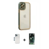 MARSİLYAN™- iPhone 12 Pro Kılıf Çekirdek Klasik Serisi - Siyah 360 Mat Full Body Arka Koruyucu + Shine Kamera Lens - MI