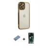 MARSİLYAN™- iPhone 12 Pro Kılıf Çekirdek Klasik Serisi - Siyah 360 Mat Full Body Arka Koruyucu + Shine Kamera Lens Koruma Cam - GS