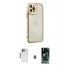 MARSİLYAN™- iPhone 12 Pro Kılıf Çekirdek Klasik Serisi - Siyah 360 Mat Full Body Arka Koruyucu + Shine Kamera Lens - MI