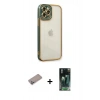 MARSİLYAN™- iPhone 12 Pro Kılıf Çekirdek Klasik Serisi - Siyah 360 Mat Full Body Arka Koruyucu + Sierra Blue Shine Kamera Lens Koruma Cam