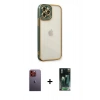 MARSİLYAN™- iPhone 12 Pro Kılıf Çekirdek Klasik Serisi - Siyah 360 Mat Full Body Arka Koruyucu + Neon Fosforlu Kamera Lens - TU