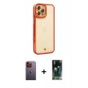 MARSİLYAN™- iPhone 12 Pro Kılıf Çekirdek Klasik Serisi - Siyah 360 Mat Full Body Arka Koruyucu + Neon Fosforlu Kamera Lens - TU