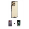 MARSİLYAN™- iPhone 12 Pro Kılıf Çekirdek Klasik Serisi - Siyah 360 Mat Full Body Arka Koruyucu + Neon Fosforlu Kamera Lens - TU