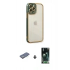 MARSİLYAN™- iPhone 12 Pro Kılıf Çekirdek Klasik Serisi - Siyah 360 Mat Full Body Arka Koruyucu + Renkli Kamera Lens Koruma Cam - YL