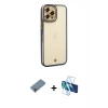 MARSİLYAN™- iPhone 12 Pro Kılıf Çekirdek Klasik Serisi - Siyah 3D Antistatik Cam Ekran Koruyucu + Metal Kamera Lens Koruma Cam - MR