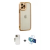 MARSİLYAN™- iPhone 12 Pro Kılıf Çekirdek Klasik Serisi - Siyah 3D Antistatik Cam Ekran Koruyucu + Shine Kamera Lens - GD