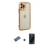MARSİLYAN™- iPhone 12 Pro Kılıf Çekirdek Klasik Serisi - Siyah 3D Antistatik Hayalet Cam Ekran Koruyucu + Shine Kamera Lens Koruma Cam - GD