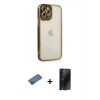 MARSİLYAN™- iPhone 12 Pro Kılıf Çekirdek Klasik Serisi - Siyah 3D Antistatik Hayalet Cam Ekran Koruyucu + Shine Kamera Lens Koruma Cam - GD
