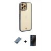 MARSİLYAN™- iPhone 12 Pro Kılıf Çekirdek Klasik Serisi - Siyah 3D Antistatik Hayalet Cam Ekran Koruyucu + Metal Kamera Lens Koruma Cam - MI