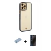 MARSİLYAN™- iPhone 12 Pro Kılıf Çekirdek Klasik Serisi - Siyah 3D Antistatik Hayalet Cam Ekran Koruyucu + Shine Kamera Lens Koruma Cam - MI