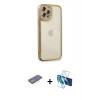 MARSİLYAN™- iPhone 12 Pro Kılıf Çekirdek Klasik Serisi - Siyah 3D Antistatik Seramik Nano Ekran Koruyucu + Renkli Kamera Lens Koruma Cam - SI