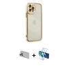 MARSİLYAN™- iPhone 12 Pro Kılıf Çekirdek Klasik Serisi - Siyah 3D Antistatik Seramik Nano Ekran Koruyucu + Rainbow Kamera Lens Koruma Cam - GD