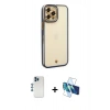 MARSİLYAN™- iPhone 12 Pro Kılıf Çekirdek Klasik Serisi - Siyah 3D Antistatik Seramik Nano Ekran Koruyucu + Shine Kamera Lens - MI