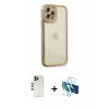 MARSİLYAN™- iPhone 12 Pro Kılıf Çekirdek Klasik Serisi - Siyah 3D Antistatik Seramik Nano Ekran Koruyucu + Shine Kamera Lens - GD