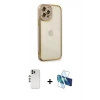 MARSİLYAN™- iPhone 12 Pro Kılıf Çekirdek Klasik Serisi - Siyah 3D Antistatik Seramik Nano Ekran Koruyucu + Shine Kamera Lens - GS