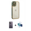 MARSİLYAN™- iPhone 12 Pro Kılıf Çekirdek Klasik Serisi - Siyah 3D Antistatik Seramik Nano Ekran Koruyucu + Beyaz Neon Fosforlu Kamera Lens