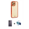 MARSİLYAN™- iPhone 12 Pro Kılıf Çekirdek Klasik Serisi - Siyah 3D Antistatik Seramik Nano Ekran Koruyucu + Beyaz Neon Fosforlu Kamera Lens