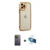 MARSİLYAN™- iPhone 12 Pro Kılıf Çekirdek Klasik Serisi - Siyah 3D Antistatik Seramik Nano Ekran Koruyucu + Neon Fosforlu Kamera Lens - YL