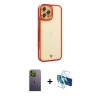 MARSİLYAN™- iPhone 12 Pro Kılıf Çekirdek Klasik Serisi - Siyah 3D Antistatik Seramik Nano Ekran Koruyucu + Neon Fosforlu Kamera Lens - YL