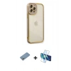 MARSİLYAN™- iPhone 12 Pro Kılıf Çekirdek Klasik Serisi - Siyah 3D Antistatik Seramik Nano Ekran Koruyucu + Shine Kamera Lens Koruma Cam - GS