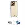 MARSİLYAN™- iPhone 12 Pro Kılıf Çekirdek Klasik Serisi - Siyah 3D Antistatik Seramik Nano Ekran Koruyucu + Rainbow Kamera Lens Koruma Cam - GD