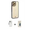 MARSİLYAN™- iPhone 12 Pro Kılıf Çekirdek Klasik Serisi - Siyah 6D Mat Seramik Hayalet Nano Ekran Koruyucu + Shine Kamera Lens - GS