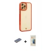 MARSİLYAN™- iPhone 12 Pro Kılıf Çekirdek Klasik Serisi - Siyah 6D Mat Seramik Hayalet Nano Ekran Koruyucu + Sarı Renkli Kamera Lens Koruma Cam