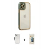 MARSİLYAN™- iPhone 12 Pro Kılıf Çekirdek Klasik Serisi - Siyah 6D Mat Seramik Hayalet Nano Ekran Koruyucu + Shine Kamera Lens - GS