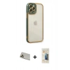 MARSİLYAN™- iPhone 12 Pro Kılıf Çekirdek Klasik Serisi - Siyah 6D Mat Seramik Hayalet Nano Ekran Koruyucu + Rainbow Kamera Lens Koruma Cam - GD
