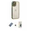 MARSİLYAN™- iPhone 12 Pro Kılıf Çekirdek Klasik Serisi - Siyah 6D Mat Seramik Hayalet Nano Ekran Koruyucu + Metal Kamera Lens Koruma Cam - MI