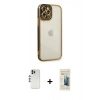MARSİLYAN™- iPhone 12 Pro Kılıf Çekirdek Klasik Serisi - Siyah 6D Mat Seramik Hayalet Nano Ekran Koruyucu + Shine Kamera Lens - GS