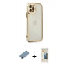 MARSİLYAN™- iPhone 12 Pro Kılıf Çekirdek Klasik Serisi - Siyah 6D Mat Seramik Hayalet Nano Ekran Koruyucu + Shine Kamera Lens Koruma Cam - GI