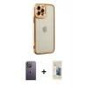 MARSİLYAN™- iPhone 12 Pro Kılıf Çekirdek Klasik Serisi - Siyah 6D Mat Seramik Hayalet Nano Ekran Koruyucu + Neon Fosforlu Kamera Lens - BZ
