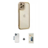 MARSİLYAN™- iPhone 12 Pro Kılıf Çekirdek Klasik Serisi - Siyah 6D Mat Seramik Hayalet Nano Ekran Koruyucu + Shine Kamera Lens - MI