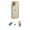 MARSİLYAN™- iPhone 12 Pro Kılıf Çekirdek Klasik Serisi - Siyah 6D Mat Seramik Hayalet Nano Ekran Koruyucu + Metal Kamera Lens Koruma Cam - AKYL