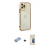 MARSİLYAN™- iPhone 12 Pro Kılıf Çekirdek Klasik Serisi - Siyah 6D Mat Seramik Hayalet Nano Ekran Koruyucu + Shine Kamera Lens Koruma Cam - MI