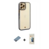 MARSİLYAN™- iPhone 12 Pro Kılıf Çekirdek Klasik Serisi - Siyah 6D Mat Seramik Hayalet Nano Ekran Koruyucu + Shine Kamera Lens Koruma Cam - GI