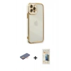 MARSİLYAN™- iPhone 12 Pro Kılıf Çekirdek Klasik Serisi - Siyah 6D Mat Seramik Hayalet Nano Ekran Koruyucu + Renkli Kamera Lens Koruma Cam - TU