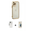 MARSİLYAN™- iPhone 12 Pro Kılıf Çekirdek Klasik Serisi - Siyah 6D Mat Seramik Hayalet Nano Ekran Koruyucu + Shine Kamera Lens - GS