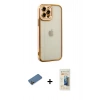 MARSİLYAN™- iPhone 12 Pro Kılıf Çekirdek Klasik Serisi - Siyah 6D Mat Seramik Hayalet Nano Ekran Koruyucu + Shine Kamera Lens Koruma Cam - GD