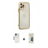 MARSİLYAN™- iPhone 12 Pro Kılıf Çekirdek Klasik Serisi - Siyah 6D Mat Seramik Hayalet Nano Ekran Koruyucu + Shine Kamera Lens - MI