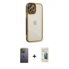 MARSİLYAN™- iPhone 12 Pro Kılıf Çekirdek Klasik Serisi - Siyah 6D Mat Seramik Hayalet Nano Ekran Koruyucu + Neon Fosforlu Kamera Lens - YL