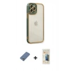 MARSİLYAN™- iPhone 12 Pro Kılıf Çekirdek Klasik Serisi - Siyah 6D Mat Seramik Hayalet Nano Ekran Koruyucu + Metal Kamera Lens Koruma Cam - AKYL