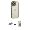 MARSİLYAN™- iPhone 12 Pro Kılıf Çekirdek Klasik Serisi - Siyah 6D Mat Seramik Hayalet Nano Ekran Koruyucu + Renkli Kamera Lens Koruma Cam - TU