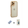 MARSİLYAN™- iPhone 12 Pro Kılıf Çekirdek Klasik Serisi - Siyah 6D Mat Seramik Hayalet Nano Ekran Koruyucu + Metal Kamera Lens Koruma Cam - KUYL