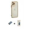 MARSİLYAN™- iPhone 12 Pro Kılıf Çekirdek Klasik Serisi - Siyah 6D Mat Seramik Hayalet Nano Ekran Koruyucu + Metal Kamera Lens Koruma Cam - MR