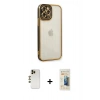 MARSİLYAN™- iPhone 12 Pro Kılıf Çekirdek Klasik Serisi - Siyah 6D Mat Seramik Hayalet Nano Ekran Koruyucu + Shine Kamera Lens - GD