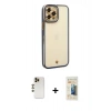 MARSİLYAN™- iPhone 12 Pro Kılıf Çekirdek Klasik Serisi - Siyah 6D Mat Seramik Hayalet Nano Ekran Koruyucu + Shine Kamera Lens - GD