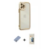 MARSİLYAN™- iPhone 12 Pro Kılıf Çekirdek Klasik Serisi - Siyah 6D Mat Seramik Hayalet Nano Ekran Koruyucu + Metal Kamera Lens Koruma Cam - KUYL