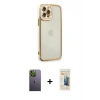 MARSİLYAN™- iPhone 12 Pro Kılıf Çekirdek Klasik Serisi - Siyah 6D Mat Seramik Hayalet Nano Ekran Koruyucu + Neon Fosforlu Kamera Lens - YL